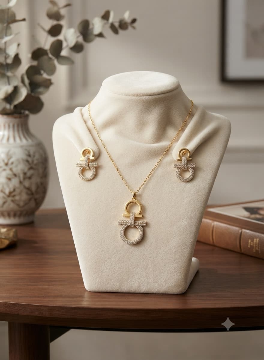Gold Crystal Jewelry Set