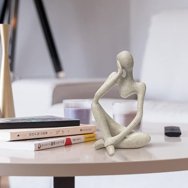 Abstract Stone-Look Thinking Woman Statue
