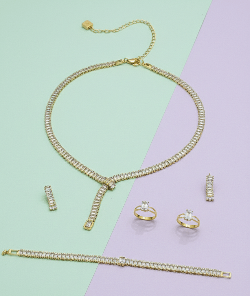 Baguette Lariat Jewelry Set