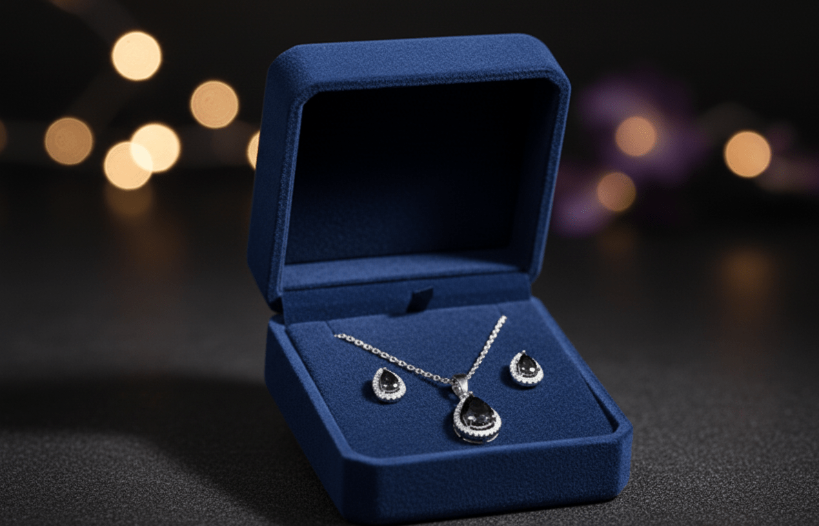Black Teardrop Cubic Zirconia Set