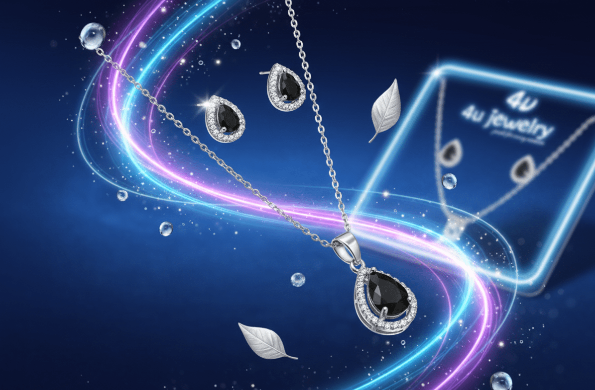 Black Teardrop Cubic Zirconia Set