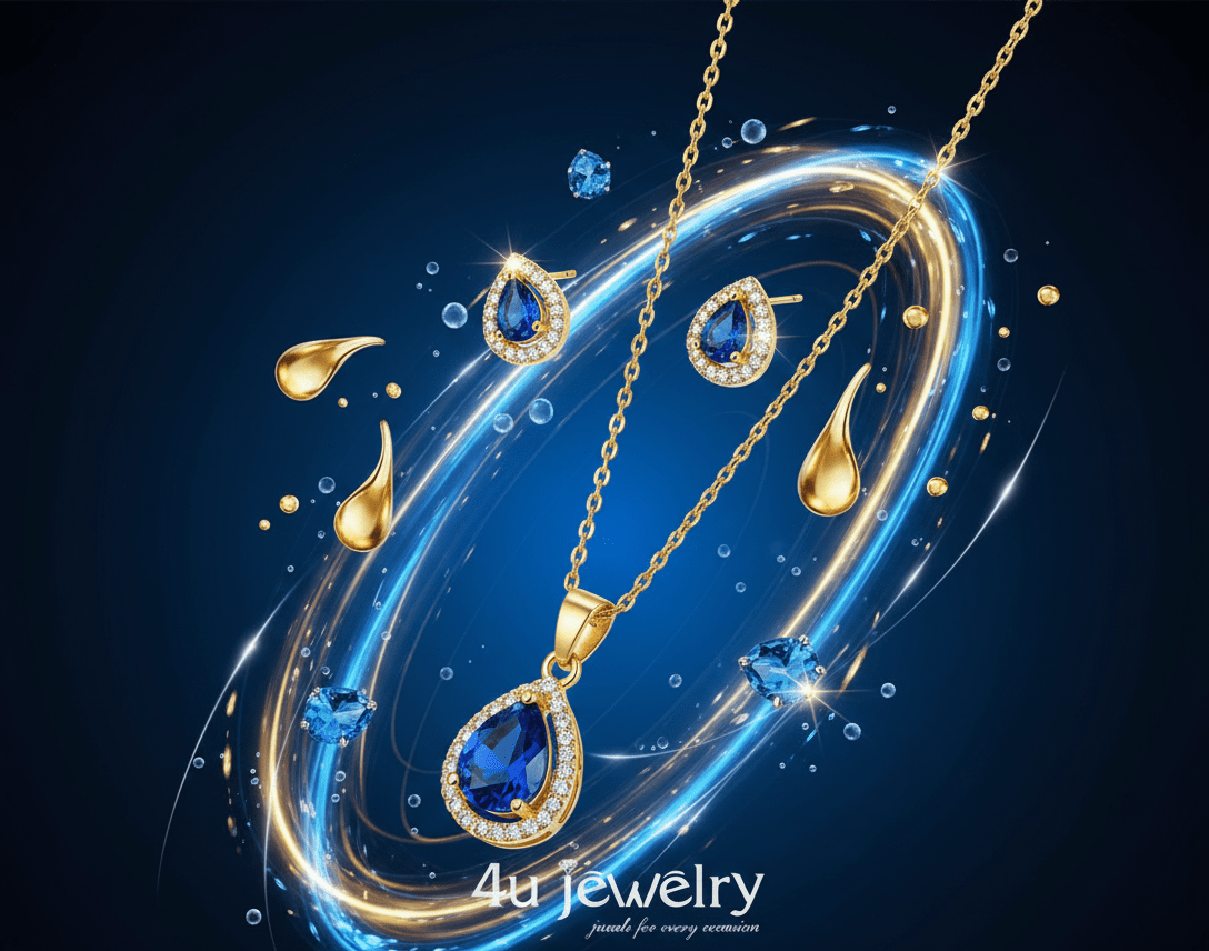 Blue Teardrop Cubic Zirconia Set