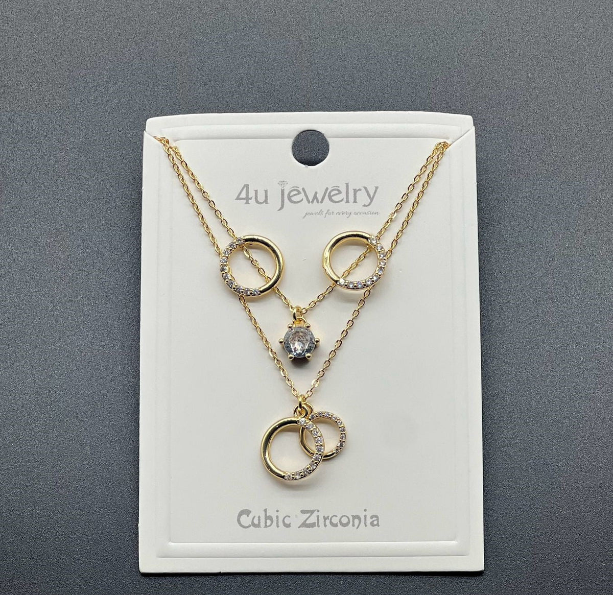 Double Ring Sparkle Pendant Set