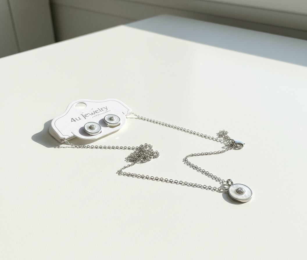 Crystal Donut Circle Pendant & Stud Set