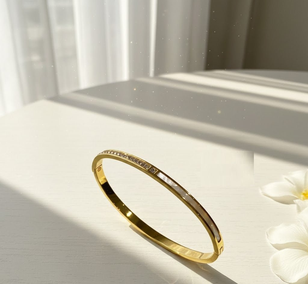 Elegant Slim Crystal-Line Bangle