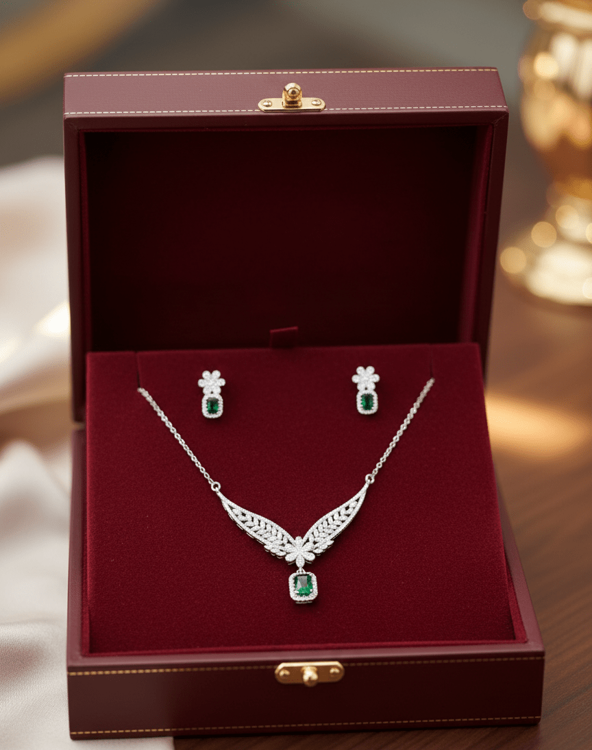 Emerald Leaf Jewelry Set