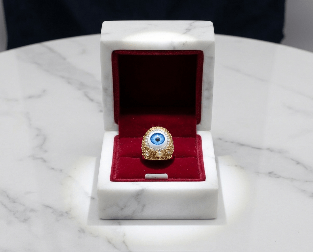 Evil Eye Crystal Statement Ring