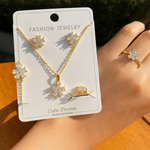 Floral Blossom Cubic Zirconia Jewelry Set