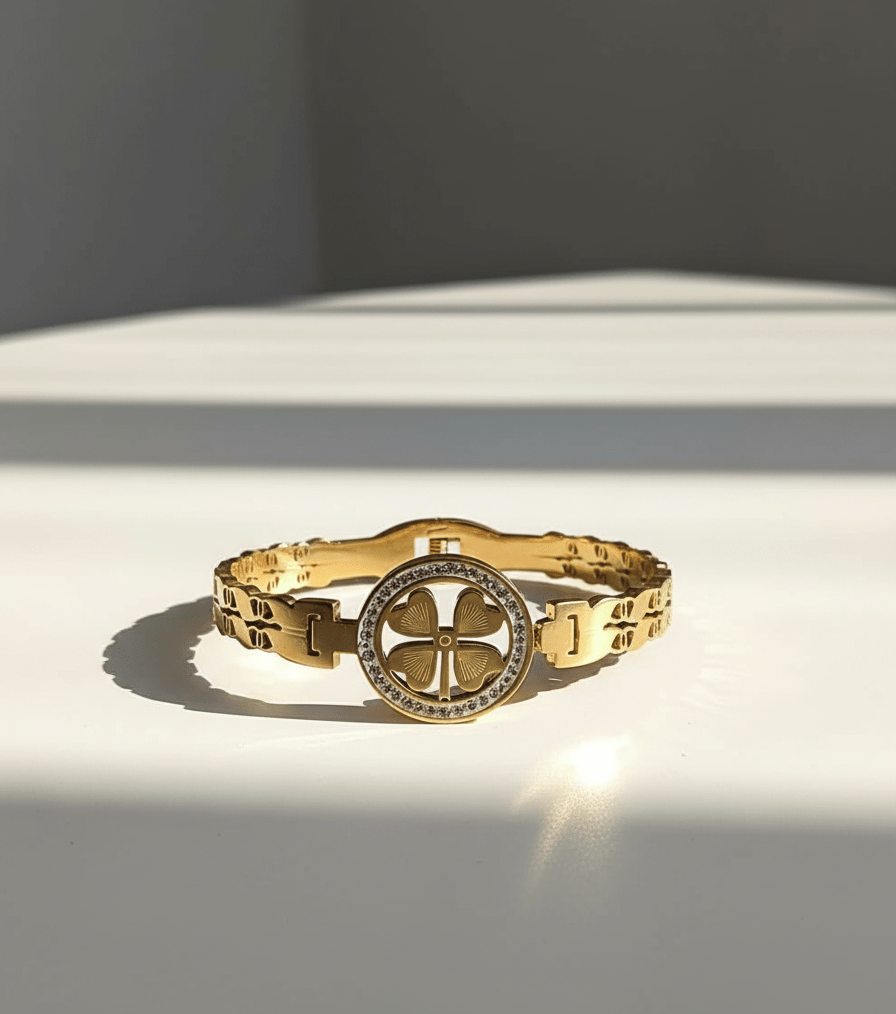 Four-Leaf Charm Bangle