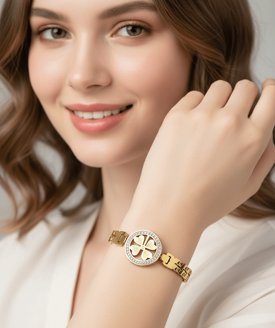 Four-Leaf Charm Bangle