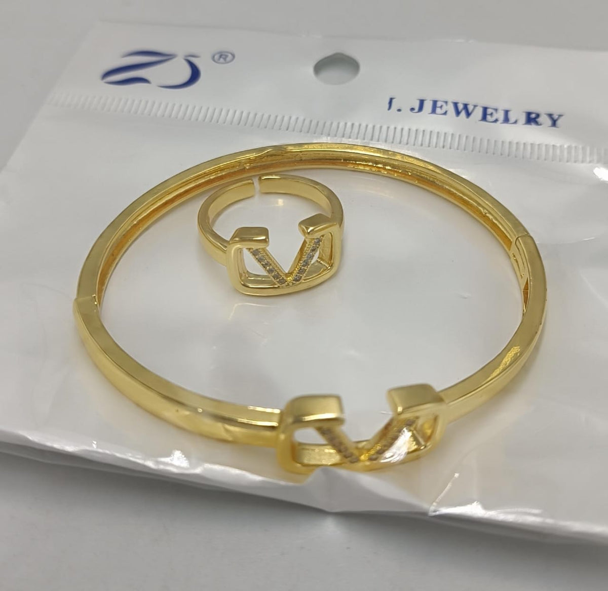 Gold-Plated Bracelet & Ring Set