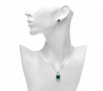 Green Rectangle Cubic Zirconia Set