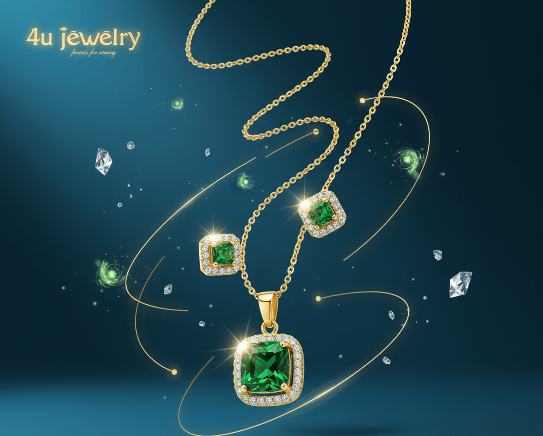 Green Square Cubic Zirconia Set