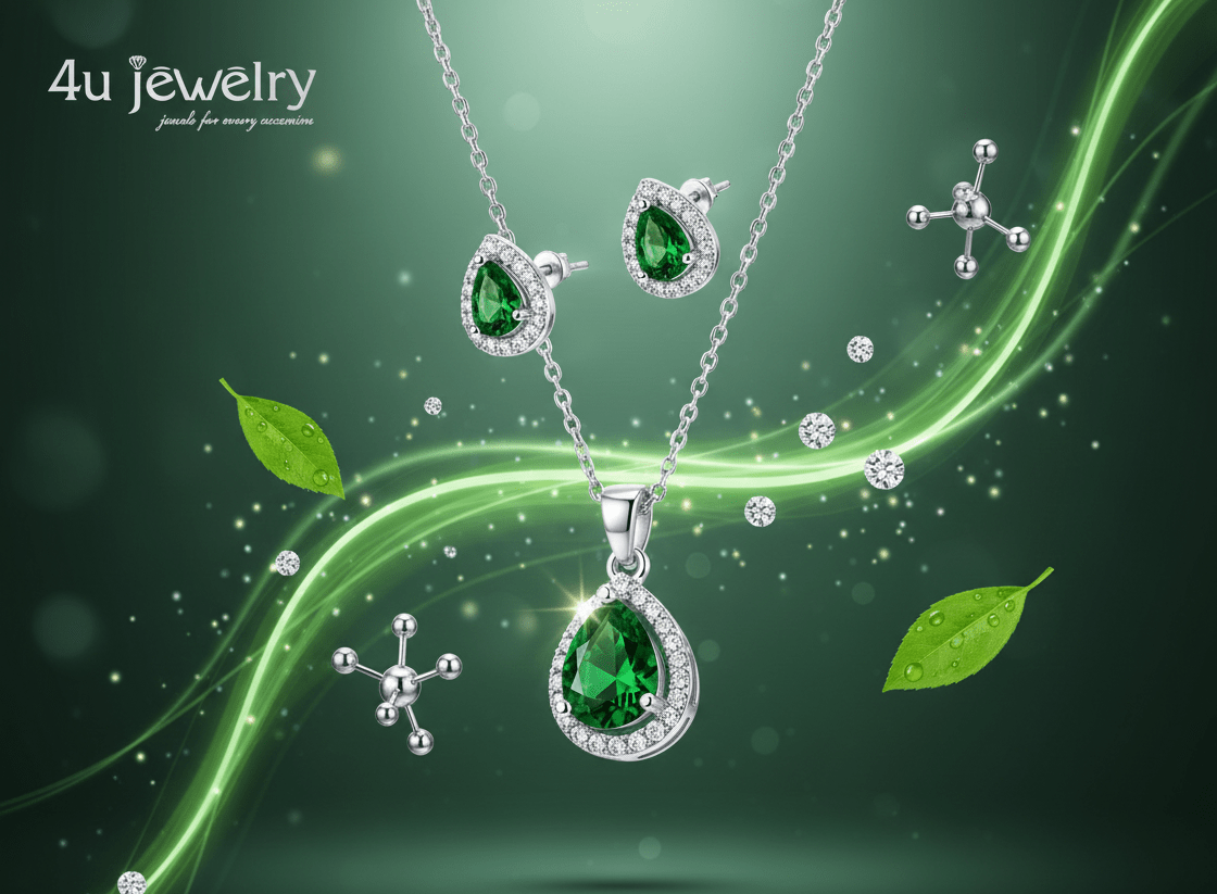 Green Teardrop Cubic Zirconia Set