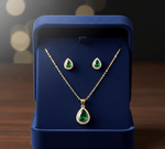 Green Teardrop Cubic Zirconia Set