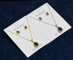 Green Teardrop Cubic Zirconia Set