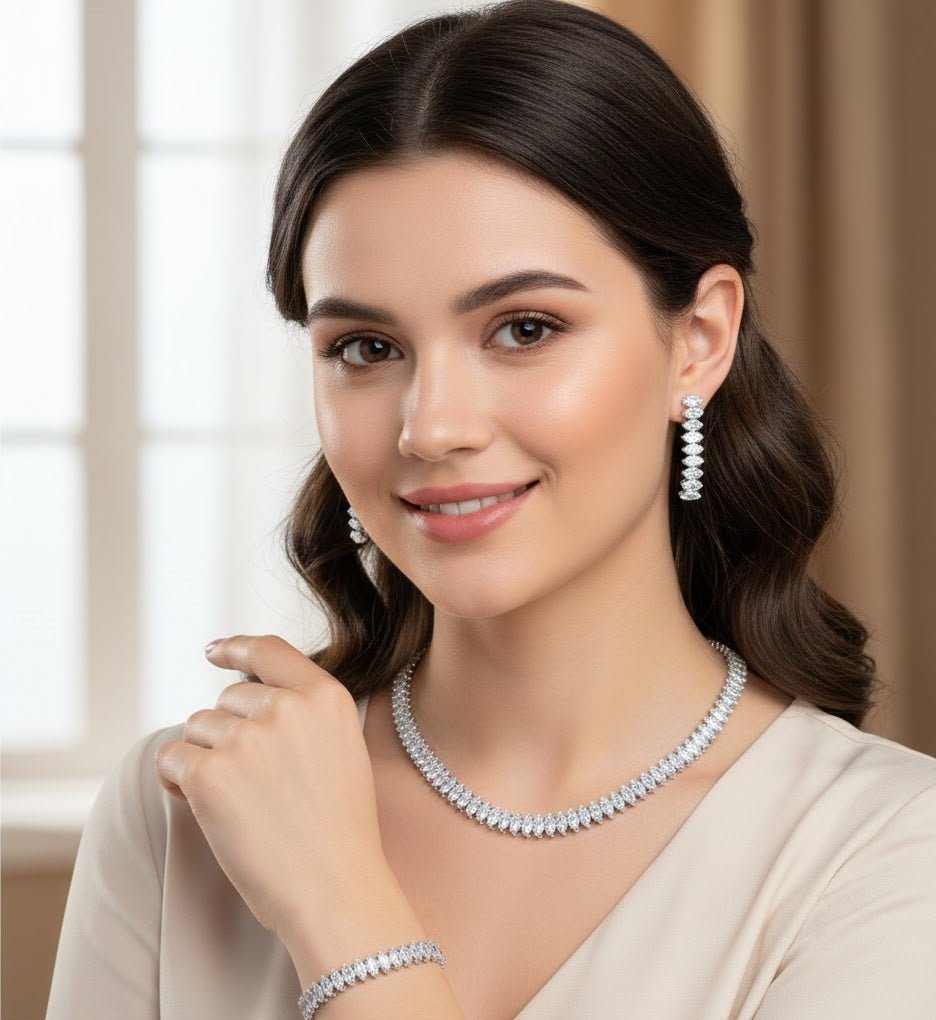 Ice White Marquise Crystal Jewelry Set