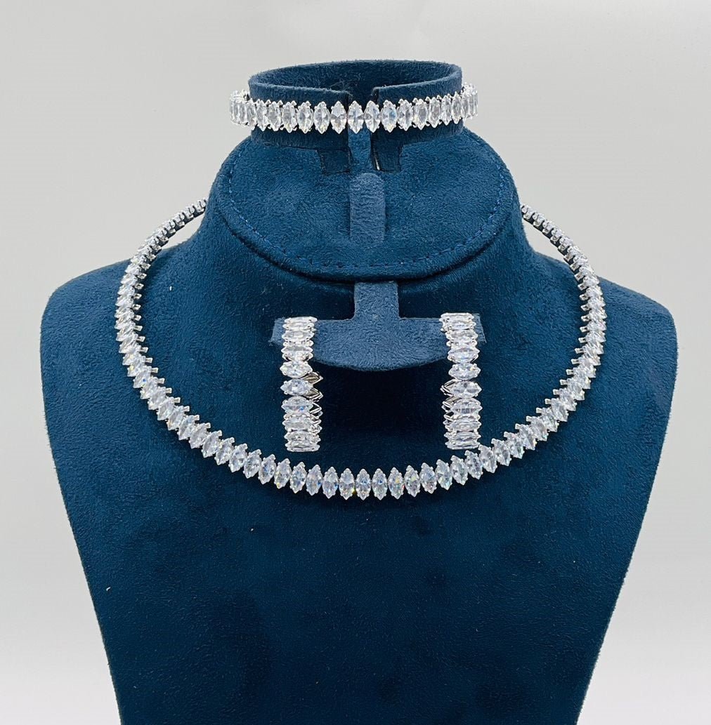 Ice White Marquise Crystal Jewelry Set