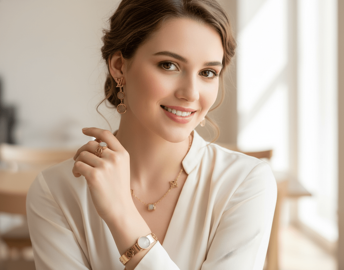 Luxury LV Charm Gold Jewelry Set