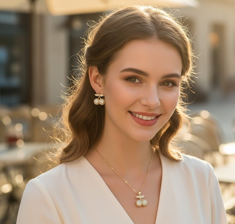 Pave Cherry Sphere Set