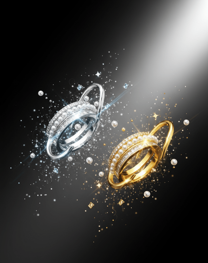 Pearl Crystal Band Ring