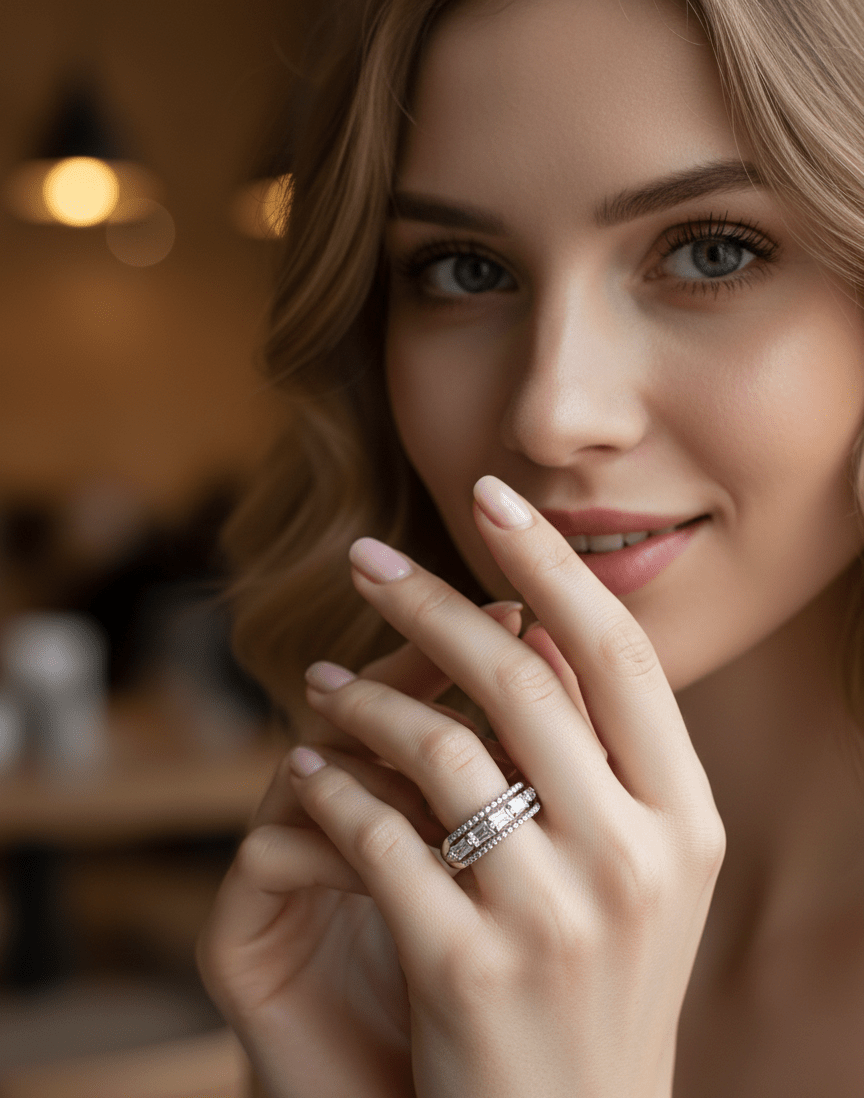 Pearl Crystal Band Ring