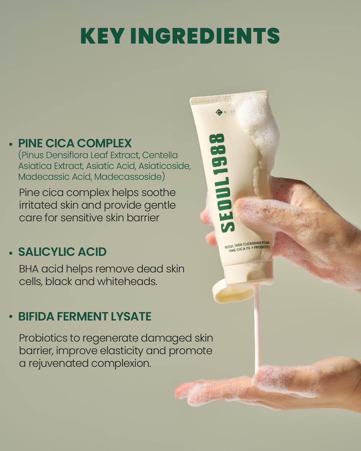 Seoul 1988 Cleansing Foam (Pine Cica 1% + Probiotics)