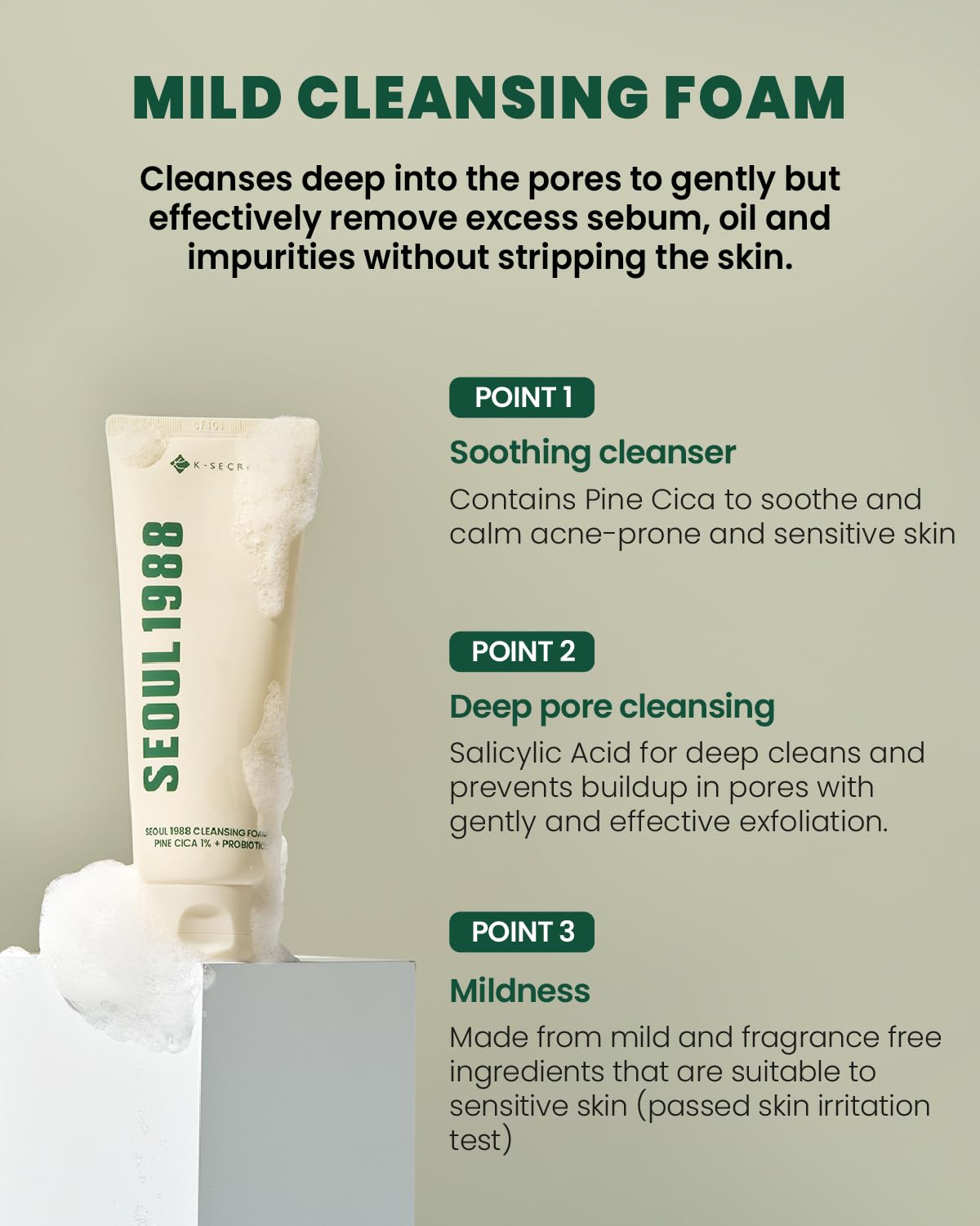 Seoul 1988 Cleansing Foam (Pine Cica 1% + Probiotics)