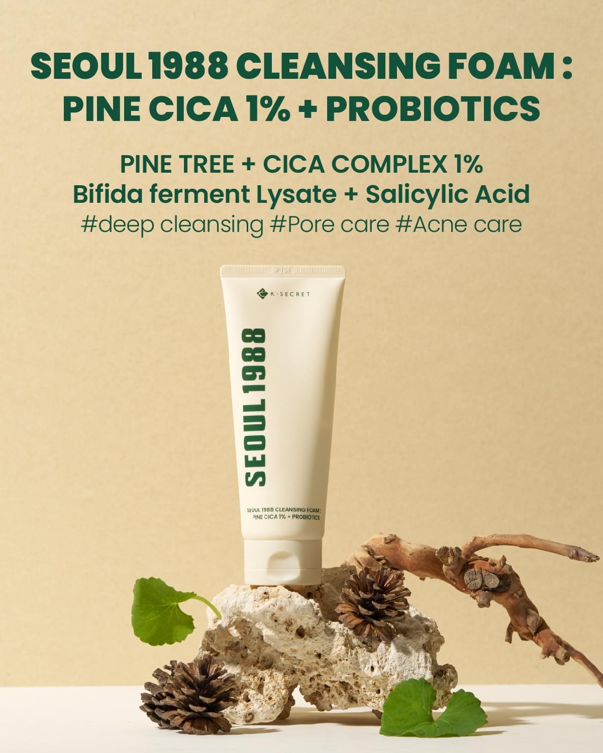 Seoul 1988 Cleansing Foam (Pine Cica 1% + Probiotics)