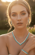 Turquoise V-Cut Crystal Jewelry Set