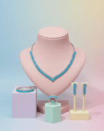 Turquoise V-Cut Crystal Jewelry Set