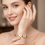Twin Floral Charm Bangle