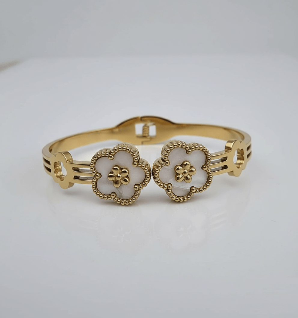 Twin Floral Charm Bangle