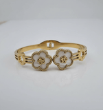 Twin Floral Charm Bangle